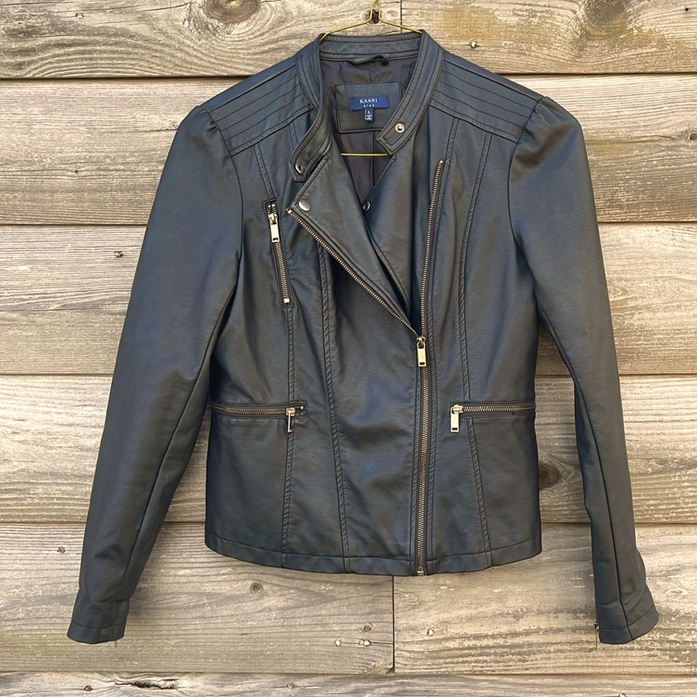 Black Imitation Leather Jacket